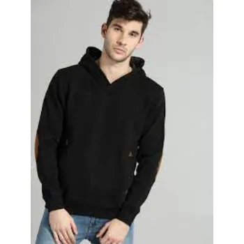 Roadster Men Black Solid Hooded Sweatshirt